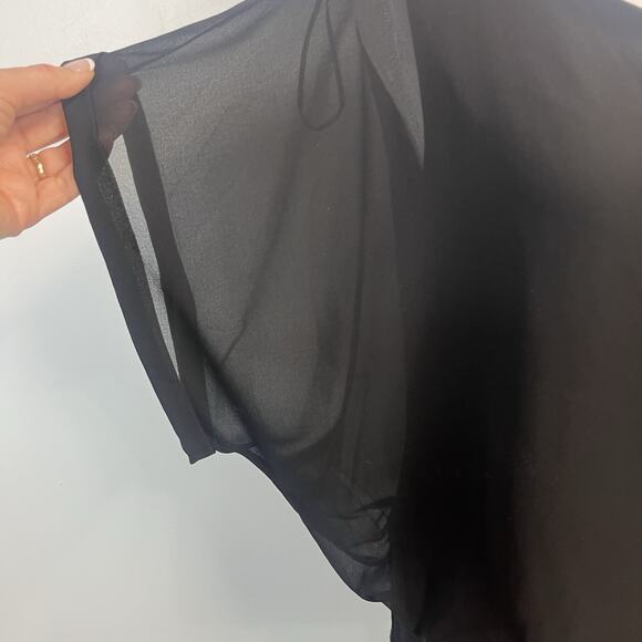Joseph A Blouse sz Large Black Sheer Is It Silk? Evening Wedding Cocktail Dressy - Picture 4 of 7